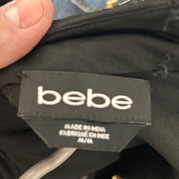 BEBE EMBELLISHMENT BODYCON MINI DRESS LONG SLEEVE BLACK - Picture 7 of 8